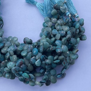 หิน Chrysocolla สีเขียวธรรมชาติ,ลูกปัด Briolette ขนาด6มม. 8มม. 10มม. ทำจากอัญมณีร้อยลูกปัดทำจากหินลูกแพร์ DIY ออนไลน์ - Product Image 4