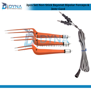 Ensemble de 3 pinces bipolaires à baïonnette en acier inoxydable certifiées CE, antiadhésives, avec cordon de 3 mètres, instruments de chirurgie générale - Product Image 2