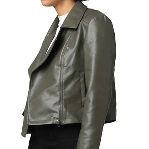 Chaquetas de cuero de Invierno para mujer de calidad superior, estilo clásico personalizado, patrón sólido, cuero de cordero Real, tejido liso teñido para mujer - Product Image 3