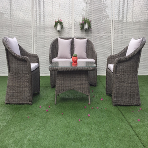 Ensemble de canapé d'extérieur en rotin poly avec coussin pour salle à manger, cour, hôtel ou parc, mobilier de jardin, mode moderne - Product Image 5