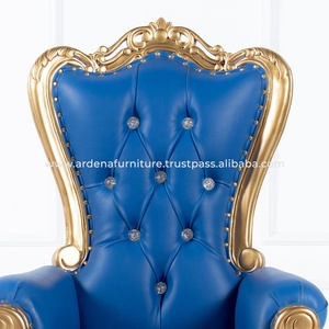 Silla de trono de lujo para niños europeos, tela azul antigua dorada de alta calidad, madera maciza, Hotel moderno, fiestas de bodas, salón de eventos - Product Image 5