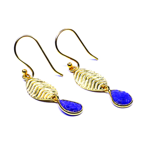 Wedding Wear 925 Sterling Silver Gold Plated Jewelry Tanzanite Gemstone Women Wear Feaf <b>Earring</b> - Product Image 2