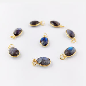 Pendentif en Labradorite de forme ovale 12x8mm en argent sterling 925 plaqué or 18 carats et rhodium fait à la main - Product Image 5