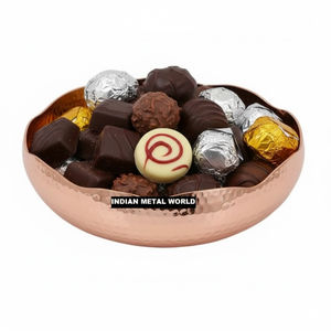 Elegant Silver Hammered Metal Decorative Bowl Filled With <b>Assorted</b> Gourmet <b>Chocolates</b> Perfect For Wedding Party Gifts On Sale - Product Image 6