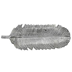 Plateau décoratif polyvalent réutilisable en aluminium à motif traditionnel argenté avec motif de plumes - Product Image 5