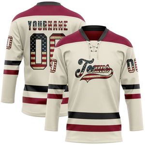 Equipo deportivo americano Logotipo personalizado Sublimación Impreso/Bordado Cuello de encaje personalizado Jersey de hockey sobre hielo 100% Poliéster - Product Image 1