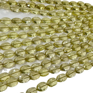 Cuentas de forma ovalada facetada de cuarzo limón Natural de grado AAA 6x8-9x13mm tamaño 14 pulgadas hebra de lujo de moda para la fabricación de joyas - Product Image 1