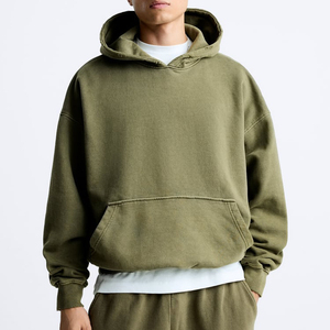 Acid Wash Hoodies Heavy Weight Cotton Oversized Drop Shoulder Hoodie y Pant Suit Chándales desgastados en blanco para hombres - Product Image 5