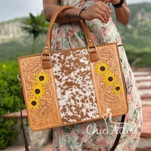 Sac fourre-tout en fourrure de vachette véritable en cuir élégant nouveau sac à main de créateur cheveux sur peau sacs de sculpture usinés à la main pour les femmes multi-usages - Product Image 1