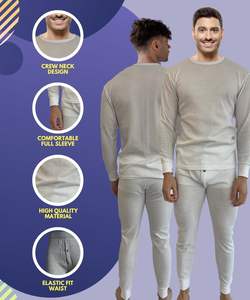 Conjunto térmico de gofres de 2 piezas para Hombre | Camisa de manga larga, Pantalones | Conjunto de capa base térmica para clima frío - Product Image 4