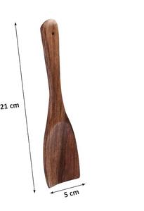 Acacia <b>Wood</b> Multipurpose Serving Bowl <b>Set</b> with 2 Spatulas Big Size 8 Inch Brown 500ml Kitchen Accessories - Product Image 4