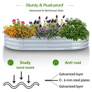 야채를위한 야외 금속 제기 정원 침대, 꽃, 허브 키가 큰 강철 대형 화분 상자 OEM ODM 아연 도금 장식 디자인