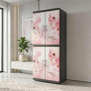 Naiba Elegance Daisy Plastic Wardrobe <b>Storage</b> <b>Cabinet</b> Flat Panel Hinged Doors Freestanding <b>Bedroom</b> Furniture - Product Image 1