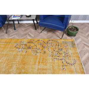 Alfombra Vintage de 6.8x10.1 pies, Alfombra Oriental Amarilla de Lana - Product Image 5