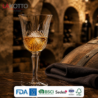 LAKOTTO 260ml Verre à pied en cristal taillé, Vente en gros de verrerie, Approvisionnement en vrac pour Hôtels, Mariages, Fêtes, Impression de logo personnalisé, OEM