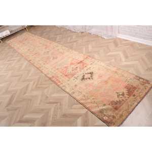 2.9x14.5 ft Rug, Vintage Turkish Rug, <b>Red</b> Brown Camouflage <b>Wool</b> Rug - Product Image 3