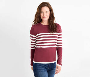 เสื้อถักแขนยาวคอกลมสำหรับผู้หญิงเสื้อถักลายทางสีขาวลำลองแฟชั่นฤดูใบไม้ร่วงฤดูหนาวสไตล์อินเทรนด์ - Product Image 1