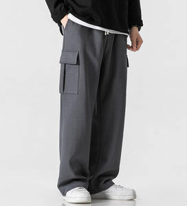 Pantalon de survêtement pour homme 100% coton, pantalon cargo ample, pantalon de survêtement large à jambes droites, grande poche, style décontracté, pantalon cargo léger - Product Image 5