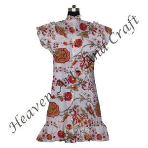 2025 femmes coton bohème imprimé robe bloc imprimé robe haut taille libre Style doux pour la plage - Product Image 5