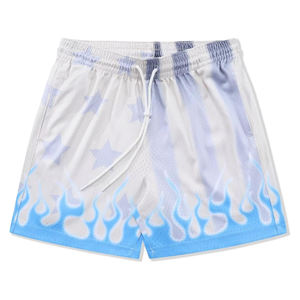 Pantalones cortos de baloncesto para hombre Pantalones cortos atléticos de entrenamiento informal Pantalones cortos de correr con estampado gráfico de llama de malla - Product Image 1
