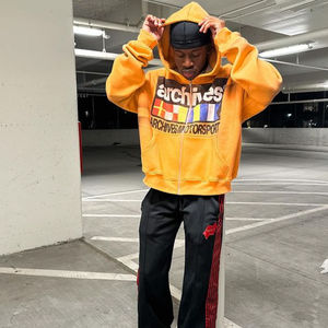 Sweat à capuche unisexe en molleton 100 % coton peigné, coupe courte, avec fermeture éclair, impression numérique effet craquelé, streetwear haut de gamme entièrement personnalisable - Product Image 4