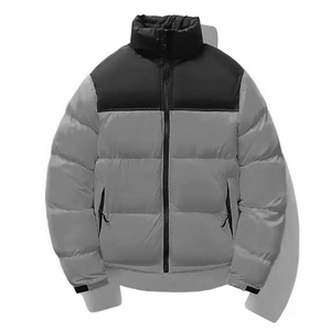 Vestes d'hiver matelassées en duvet de canard bon marché avec logo personnalisé en nylon noir à capuche pour hommes Broderie Expédition DDP - Product Image 1