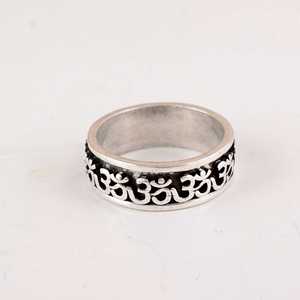 Fashion Design Om <b>Ring</b> Tribal Brass <b>Rings</b> <b>Men</b> Oxidized <b>Silver</b> Finish Spiritual Yoga Band Geometric Mantra For Wholesale/OEM/ODM - Product Image 1