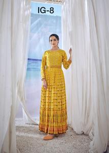 Último diseñador de muselina de viscosa pura, vestido Anarkali impreso Digital, alta calidad, zona Fab, indio, étnico, Saree, fiestas hechas de Organza - Product Image 5