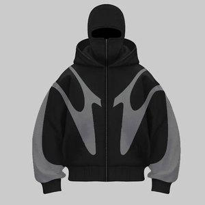 OEM sudaderas con capucha para Hombre Sudaderas con doble capucha Streetwear Ninja máscara de gran tamaño de peso pesado polar 100% algodón sólido forrado bordado - Product Image 4