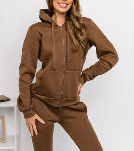 Chándal de invierno informal para mujer, sudadera cómoda con patrón sólido, Sudadera con capucha, pantalones de chándal de talla grande, venta al por mayor, traje de dos piezas - Product Image 3