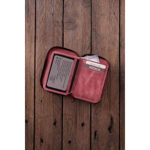 Porto-Cartera de cuero genuino con compartimento para monedas con cremallera Borgoña elegante para mujer, 10 compartimentos para tarjetas - Product Image 2