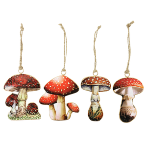 Adornos de Pascua de Diseño en Forma de Hongos de Metal Hechos a Mano, Colgantes de Metal Forjado, Decoración Navideña - Product Image 1