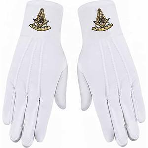 Guantes Masónicos Bordados de Algodón [Blancos] Talla Única - Product Image 1