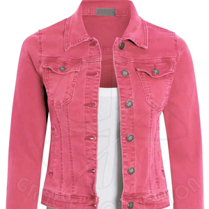 Chaquetas vaqueras de manga larga con diseño informal personalizado, Top corto elástico de mezclilla con bolsillos, estilo tejido relleno de algodón - Product Image 1