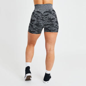 Pantalones cortos de cintura media para mujer, ropa de Yoga transpirable para Fitness con patrón sólido, pantalones cortos de entrenamiento de Cintura elástica de LICRA/poliéster - Product Image 4