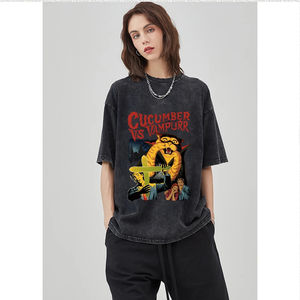 Camiseta de corte y costura personalizada 100% algodón con estampado gráfico de peso pesado Bleach ácido lavado Vintage camiseta de talla grande para hombres - Product Image 5