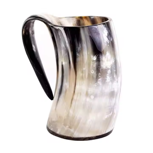 Tazas de cerveza de cuerno vikingo de cerámica premium de la mejor calidad, artesanía de ágata Natural, diseño de media luna vikinga Natural - Product Image 1