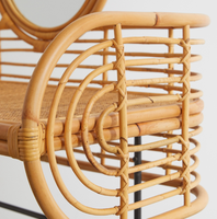 Ensemble de table de toilette en rotin artisanal |   Table de toilette moderne style bohème avec miroir et tabouret de rangement