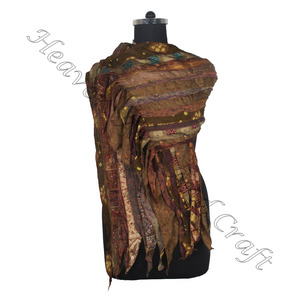 Recycled <b>Silk</b> Sari 15 Strips Designer Handmade <b>Scarves</b> Stole Shawls SC640 Fine <b>Silk</b> Wholesale Recycled <b>Vintage</b> Sari Female <b>Scarf</b> - Product Image 6