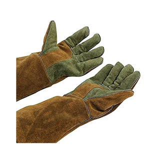 Vente en gros 2023 Gants de sécurité en cuir de vache jaune personnalisés Gants de sécurité antidérapants à double paume et options de paume rouge - Product Image 5