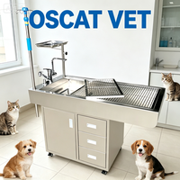 Table de traitement vétérinaire OSCAT en acier inoxydable 304 avec robinet extractible et 2 sorties d'eau pour hôpital vétérinaire