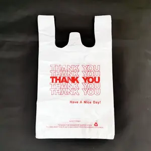 Ldpe 감사합니다 쇼핑 식품 저장 선물 쇼핑몰에서 강도가 좋은 티셔츠 비닐 봉지를 인쇄했습니다.