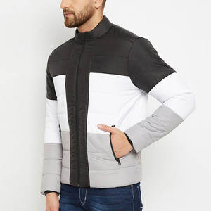Vestes pour hommes en polyester/spandex de haute qualité, à blocs de couleur, avec col montant, design imprimé personnalisé, imperméables et respirantes - Product Image 3