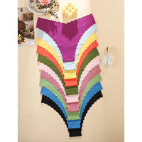 Sous-vêtements bikini sexy pour femme, découpés au laser, en soie glacée ajourée, couleur unie, taille mi-haute, en coton tricoté et dentelle, écologiques, respirants, OEM/ODM