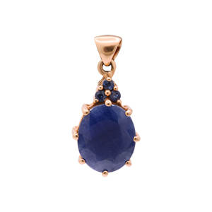 Belle forme ovale vintage pendentif en pierre précieuse saphir bleu à facettes pendentif en or jaune 14 carats fait à la main pour Noël - Product Image 2
