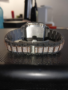 นาฬิกาข้อมือผู้ชายสแตนเลสสตีลประดับเพชรโมอิสซาไนต์ทรงเรเดียนท์ ระบบควอตซ์ ประดับพลอยวิบวับระดับ VVS ดีไซน์หรูหราทันสมัยระดับไฮเอนด์ - Product Image 4