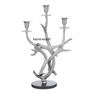 Candelabro Redondo de Níquel para Decoración de Bodas, Soporte para Velas, Decoración Navideña, Estilo Asta de Ciervo, para 4 Velas - Product Image 3