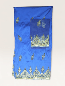 Royal Blue Beaded George Fabric with Gold <b>Embroidery</b> Luxury Nigerian Wedding Party Wear Lace <b>Material</b> - Product Image 2