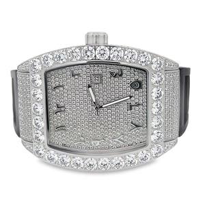 Reloj de Lujo Personalizado con Incrustaciones de Diamantes, Mecánico Automático, Estilo Hip Hop, Unisex, con Engaste Invisible, Esmeralda Baguette VVS1, Correa de Cuero - Product Image 1