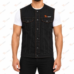 Chaleco Vaquero Negro para Hombre Tiierwear, Cuello Camisero, Cierre de Botón, Sin Mangas, Transpirable, Ecológico, de Secado Rápido, 100% Algodón - Product Image 1